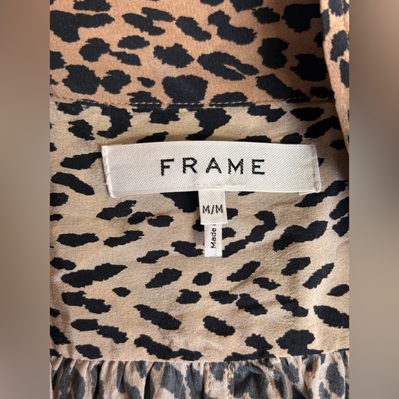 Frame Gillian Leopard-Print Silk Chiffon Blouse Size Medium (6-8) - Picture 4 of 16